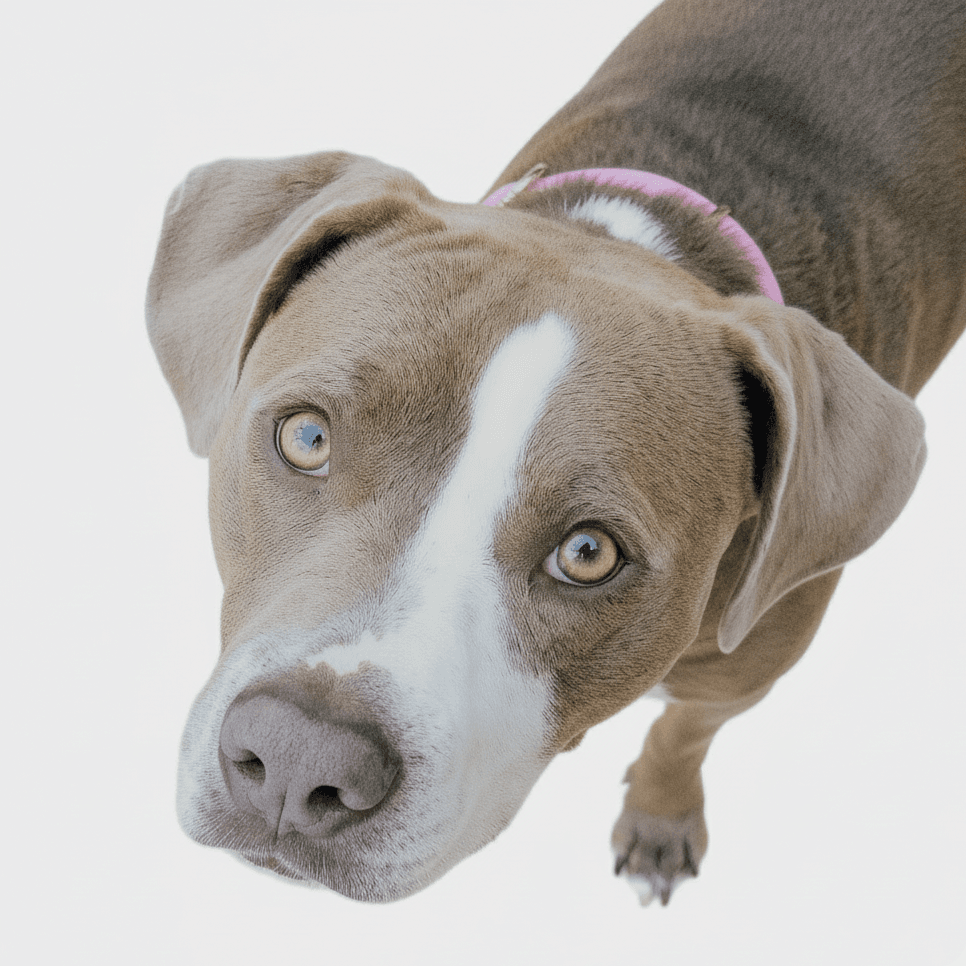 Close-up of a focused dog, attentive and calm, with direct eye contact, representing ideal canine behavior, obedience, and training success.